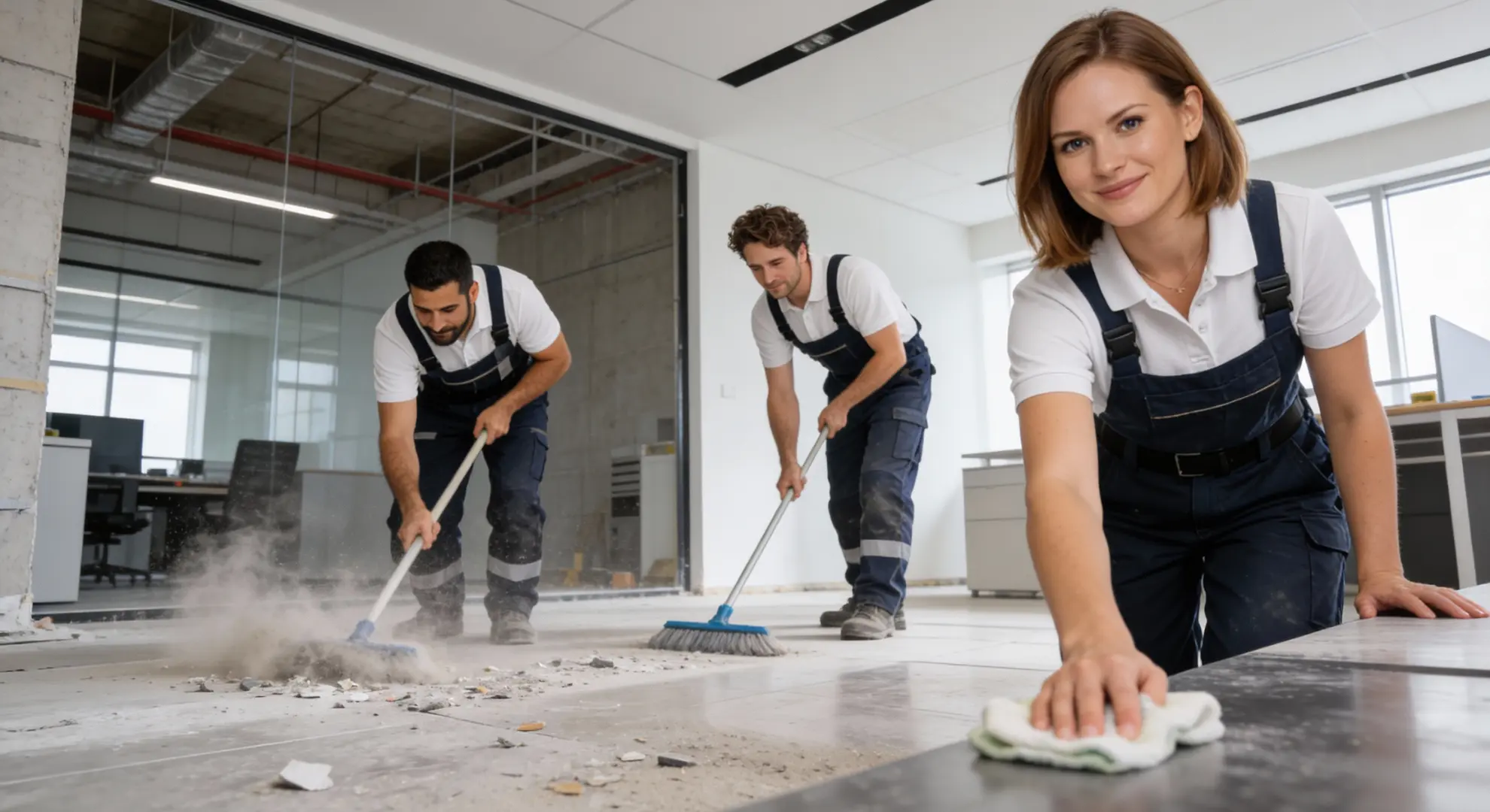 Baustellenreinigung und Bauendreinigung in Eschborn und Frankfurt am Main – Baustaub entfernen, Bauschutt-Reste beseitigen, Übergabe sauber vorbereiten.