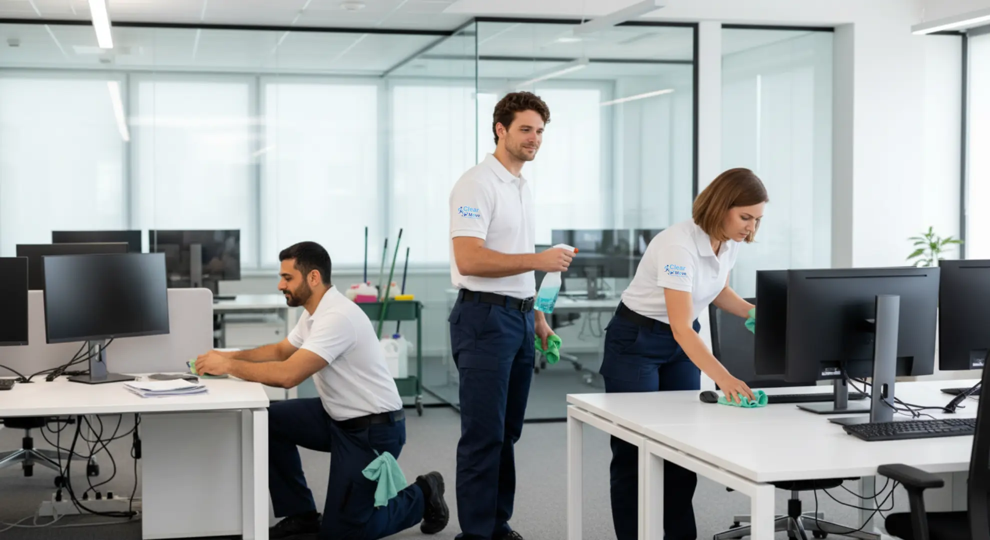 Büroreinigung in Eschborn und Frankfurt am Main – professionelle Reinigung von Büros, Arbeitsplätzen, Böden und Sanitärbereichen durch Clear Move.