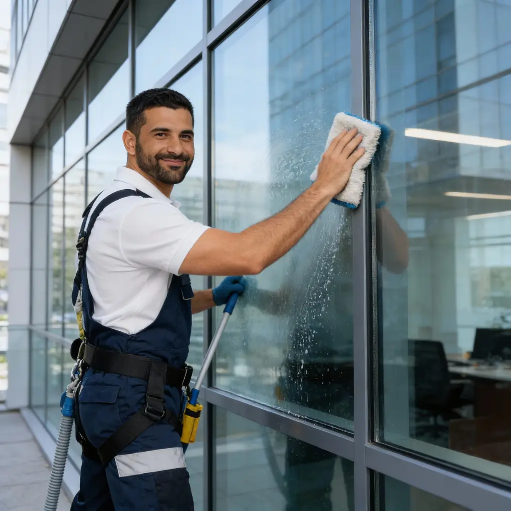 Fensterreinigung im Bürogebäude – professionelle Reinigung von Fensterflächen für gepflegte Gewerbeobjekte