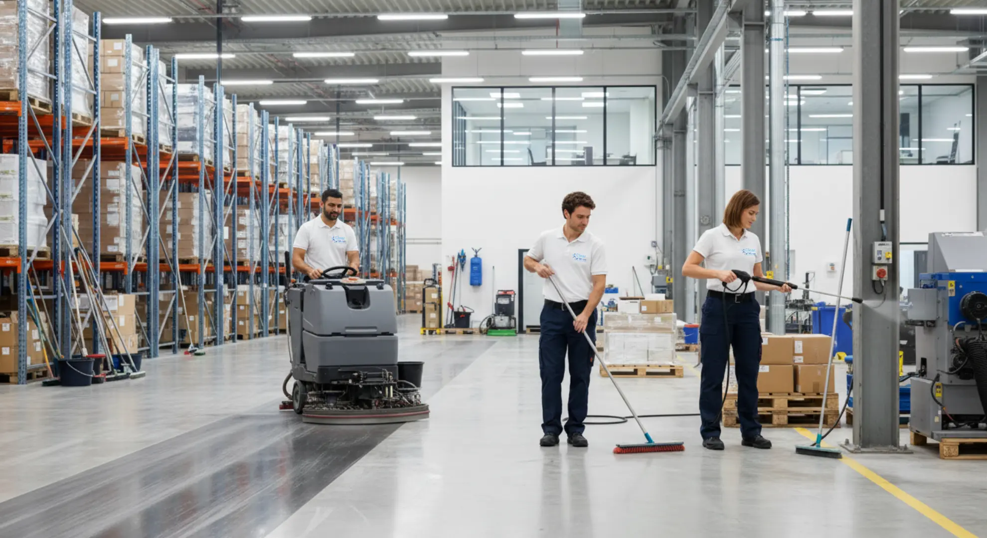 Hallenreinigung in Eschborn und Frankfurt – professionelle Reinigung von Industrie- und Lagerhallen durch Clear Move Glas & Gebäudereinigung