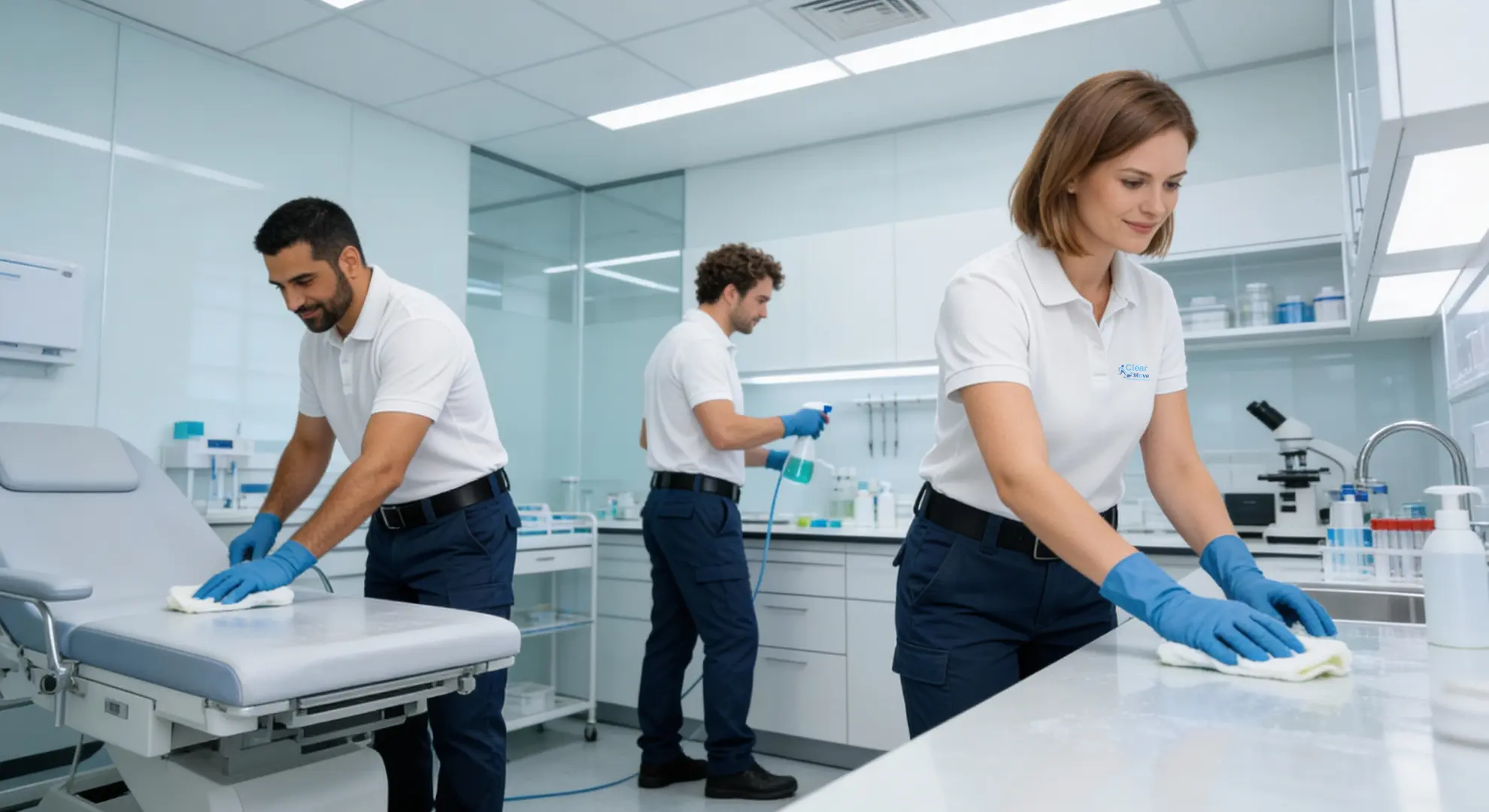 Praxen- und Laborreinigung in Eschborn und Frankfurt am Main – hygienische Unterhaltsreinigung, Desinfektion und Reinigung von Behandlungsräumen durch Clear Move.