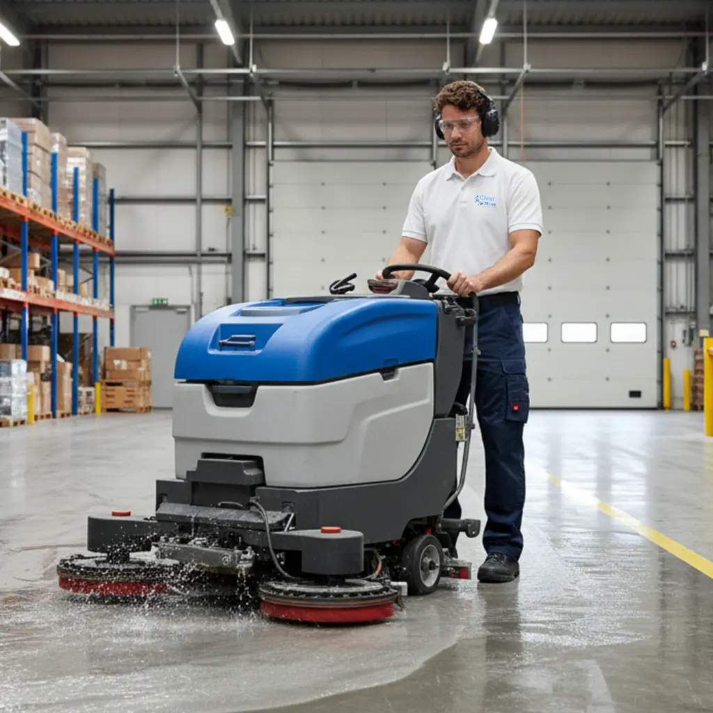 Reinigung von Hallenflächen und Arbeitsbereichen – saubere Laufwege, gepflegte Arbeitszonen und reduzierte Staubbelastung